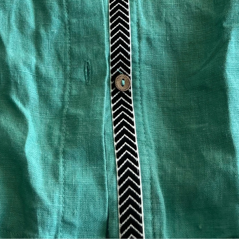 Sundance 100% Linen Mint Green Button Down Top XS Boho Coastal Grandma Eclectic - Picture 9 of 10